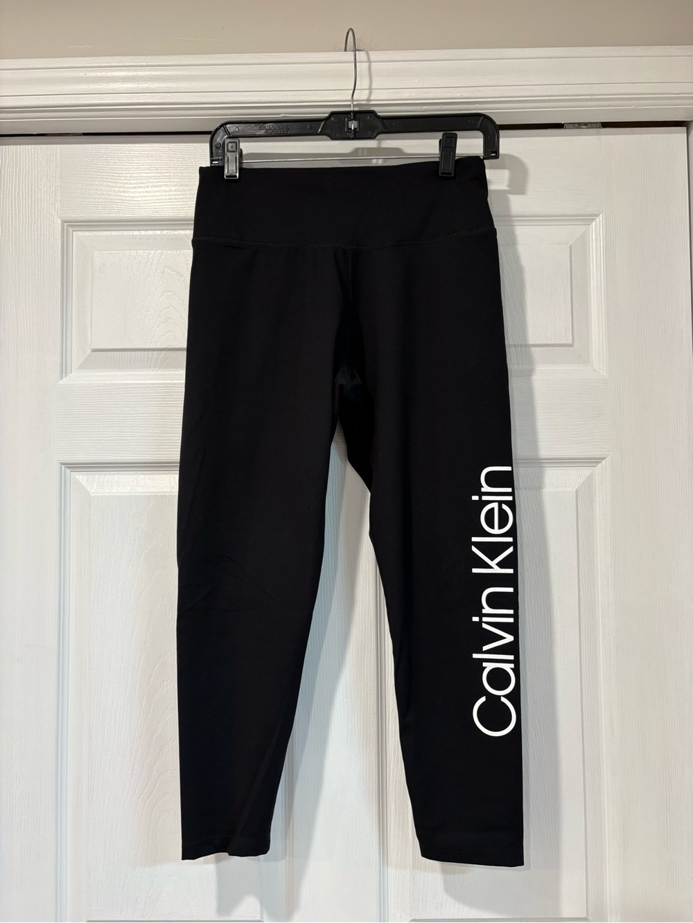 Calvin Klein Black Leggings with White Side Logo